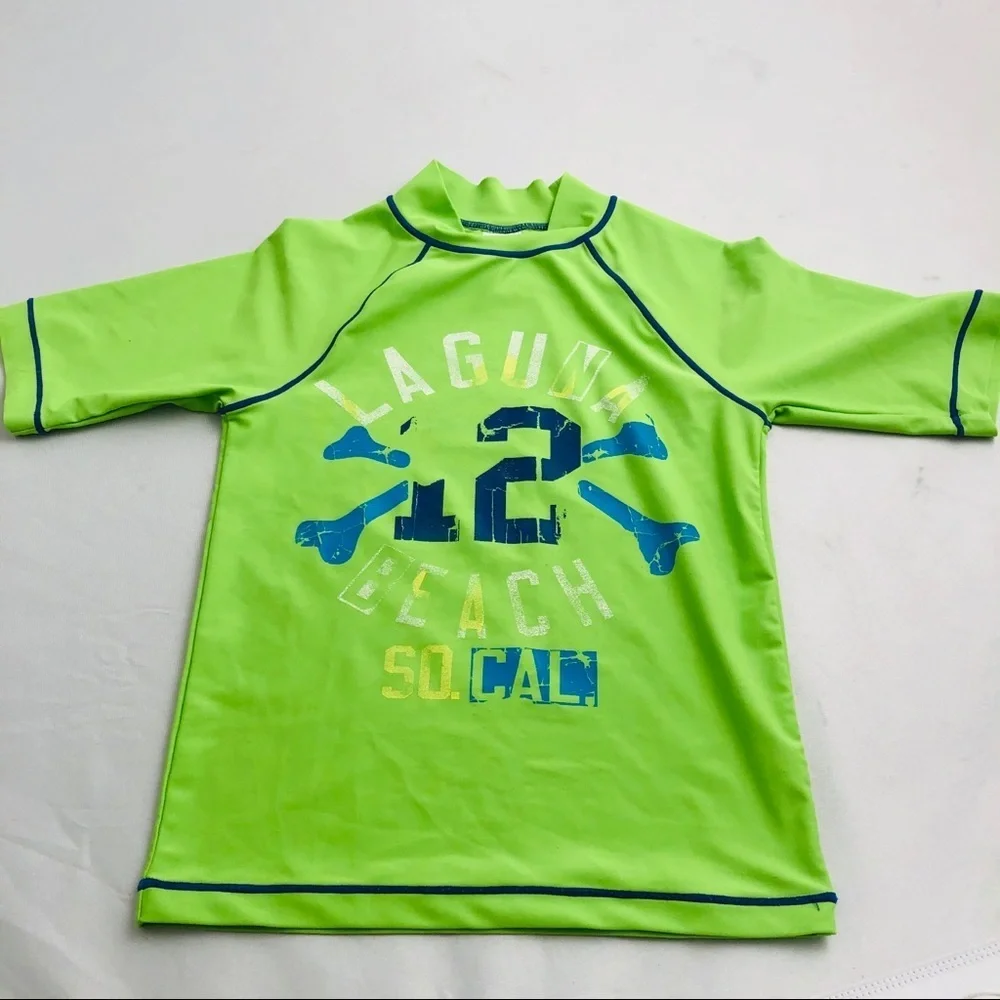 Cherokee neon green mock neck rash guard 8-10